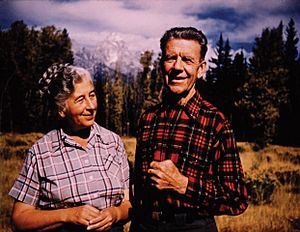 Mardy Murie and Olaus at their home, Grand Tetons, 1953