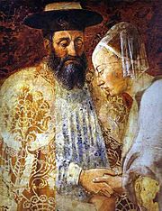Piero della Francesca- Legend of the True Cross - the Queen of Sheba Meeting with Solomon; detail