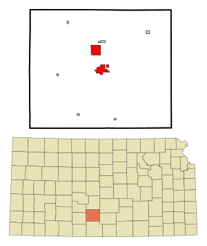 Location within Pratt County and Kansas