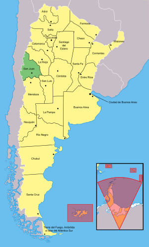 Location of San Juan within Argentina