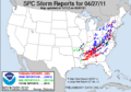SPC Severe weather reports 20110427
