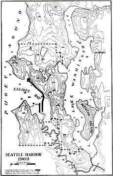 Seattle topo map showing old route of Duwamish River