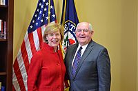 Senator Tammy Baldwin with Secretary of Agriculture nominee Sonny Perdue