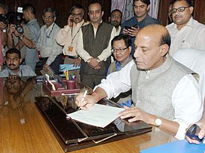 Shri Raj Nath Singh taking charge as the Union Minister for Home Affairs, in New Delhi on May 29, 2014
