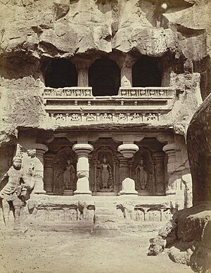 Shrine of the River Goddesses - north side of Kailas Court (Kailasanatha Cave Temple, Cave XVI, Ellora)