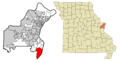 St. Louis County Missouri Incorporated and Unincorporated areas Oakville Highlighted