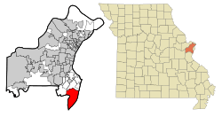 Location of Oakville, Missouri