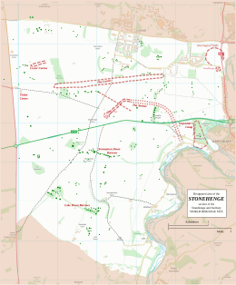 Map showing the Cursus within the Stonehenge section of the Stonehenge and Avebury World Heritage Site