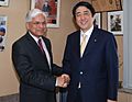 The Minister of State for Industry, Dr. Ashwani Kumar meeting with the former Prime Minister of Japan, Mr. Shinzo Abe, in Tokyo on February 18, 2008