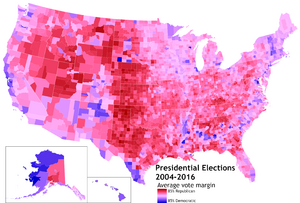 U.S. Presidential election margin, 2004-2016