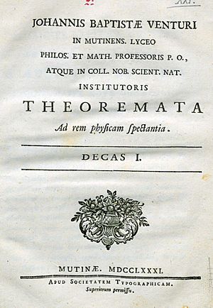 Venturi, Giovanni Battista – Theoremata ad rem physicam spectantia, 1781 – BEIC 13346330
