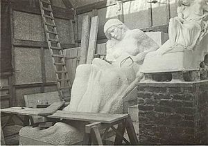 Vimy Memorial - half finished statue and plaster models