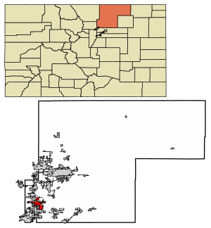 Location of the Town of Firestone in Weld County, Colorado.