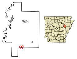 Location of Cotton Plant in Woodruff County, Arkansas.