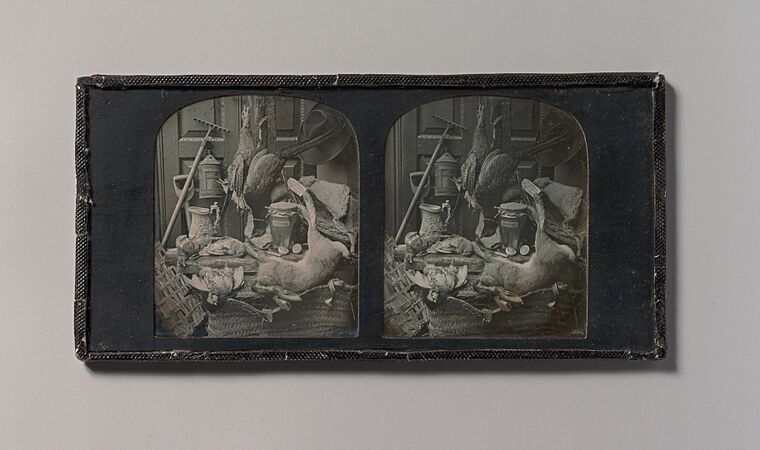 -Stereograph Still-life of Game with Rake and Onion Jar- MET DP700228