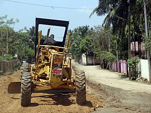 A Grader working in railway constructions, jaffna