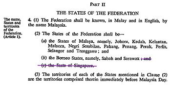 Article (1) 2 amendment with definition as according to the 1963 Malaysia Agreement