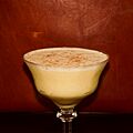 Brandy flip in stemmed cocktail glass