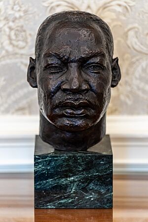 Bust of Martin Luther King, Jr. by Charles Alston the Oval Office of the White House on January 11, 2024