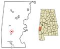 Choctaw County Alabama Incorporated and Unincorporated areas Toxey Highlighted 0176632