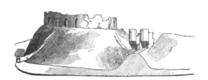 Cross section sketch of Castle Acre Castle