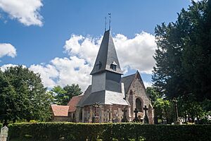 Extérieur de l'église Saint-Sébastien, Préaux-Saint-Sébastien, France