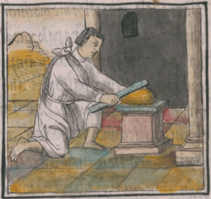 Florentine Codex Fol 54 plateros regla medición metal oro