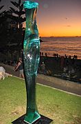 Glass pillar sculpture Cottesloe Beach