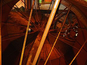 Inside the water-wheel of Quarry Bank Mill