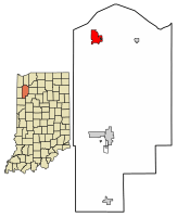 Location of De Motte in Jasper County, Indiana.