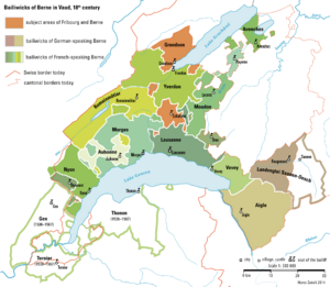 Karte Bernische-Vogteien-Kanton-Waadt en