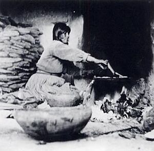 Kate T. Cory, Piki making, photograph, 1905-1912, Museum of Northern Arizona, Flagstaff