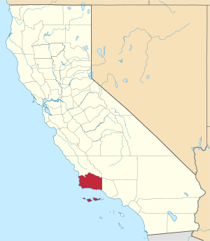 Map of California highlighting Santa Barbara County