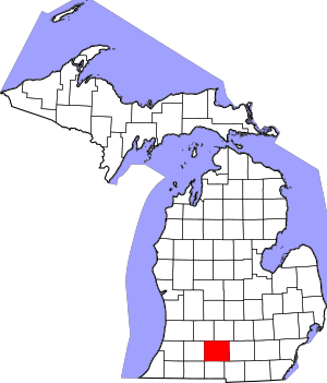 Map of Michigan highlighting Calhoun County