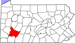 Map of Pennsylvania highlighting Westmoreland County