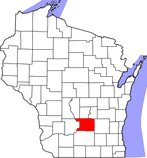 Map of Wisconsin highlighting Columbia County