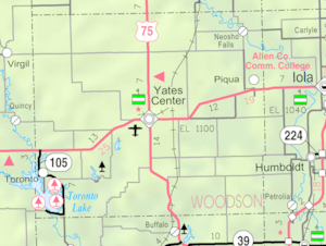 KDOT map of Woodson County (legend)