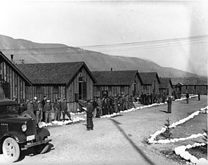 Morning roll call at the North Bend, Washington, CCC camp (3226948950)