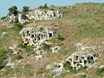 Rock caves on a hillside