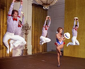 Photograph of Ann-Margret and Back-up Dancers Performing during the Entertainment Portion of a State Dinner Honoring the Shah of Iran - NARA - 7518980 (cropped)