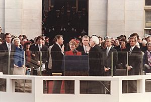President Reagan being sworn in on Inaugural Day 1981