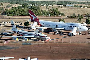 Qantas Boeing 707 and Boeing 747-200 at Longreach's Qantas Founders Outback Museum