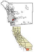 Location of La Mesa in San Diego County, California