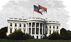 Serbian flag flying over the White House, 1918