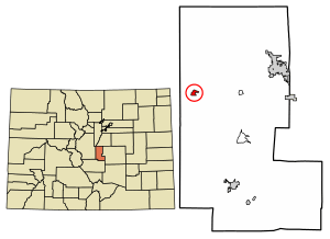 Location of the Florissant CDP in Teller County, Colorado.