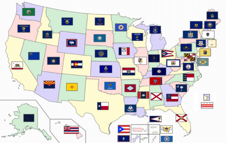 United States with territory states and DC flags new2