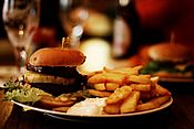 Vegan burger and chips (3883204113)
