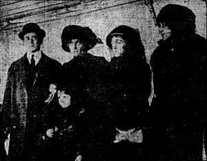 Widow and relatives of Mexico's slain president photographed upon their arrival in New York. 1913