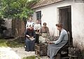 Women and girls carding wool, Gotland, Sweden. 1900s. (49631894762)