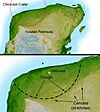 A map showing the location of the Chicxulub crater.
